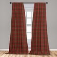 thumbnail image 5 of Ambesonne Checkered Curtains, Old Celtic British, Pair of 28"x84", Red Black Yellow, 5 of 5