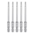 thumbnail image 1 of Uxcell 5pcs T15 Torx Bit 1/4" Hex Shank 3" S2 Steel Magnetic Tamper Resistant Star Bits para atornillar tornillos, 1 of 7