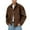 Brown, variant on IWRICH Men's Suede Cropped Jacket Contrast Collar Zip up Utility Barn Coat Trendy Fall Outwear Brown XL