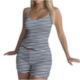 thumbnail image 6 of Wiyuqeen Pajamas for Women Set Two Piece Sleeveless Crop Top and Shorts Cute Striped Print Lounge Cami Pj Set Sleepwear Loungewear, 6 of 9