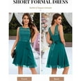 thumbnail image 2 of Women's Cocktail Dresses Prom Wedding Guest Short Bridesmaid Dresses Ruffle Hem Sleeveless Lace Formal Dress, 2 of 10