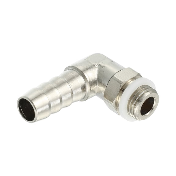 Universal Car 90 Degree Brass Fitting Hose Adapter 8mm 5/16" Barb to Male Metric M10x1 Silver Tone