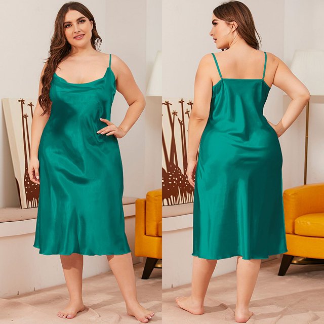 Camisón holgado de primavera y verano para mujer, con tirantes y obesidad, 1630p
