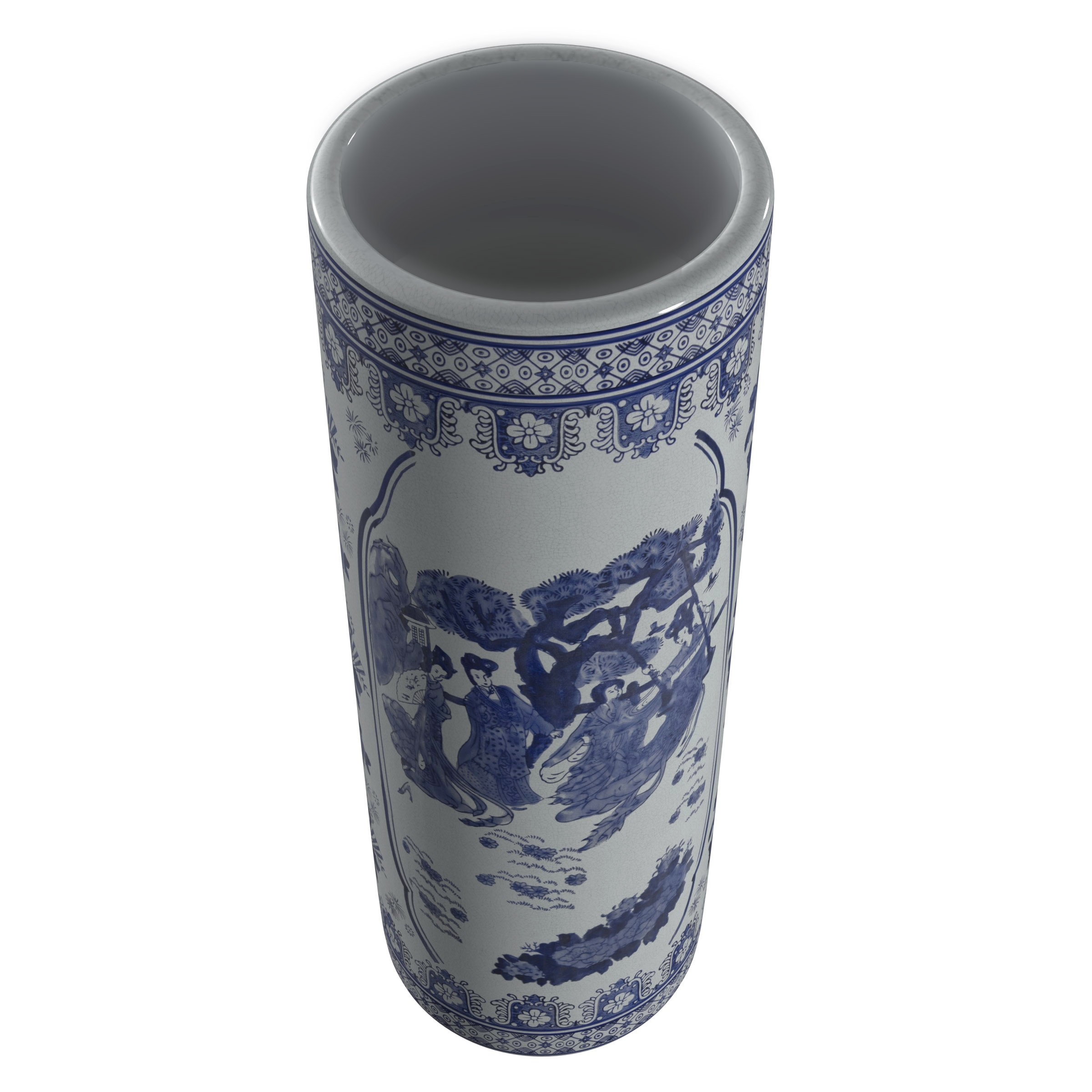 Red Lantern 24" Ladies Blue & White Porcelain Umbrella Stand