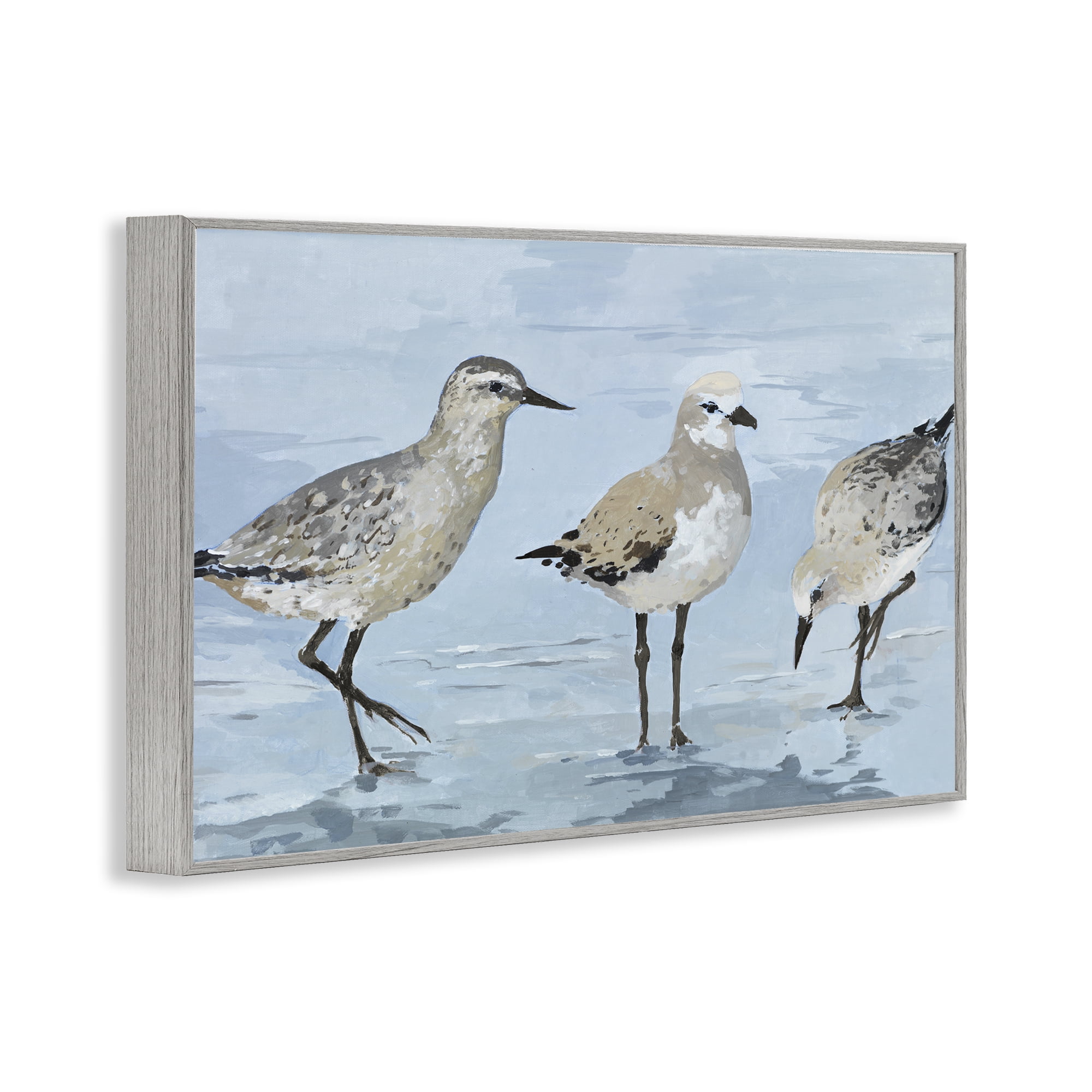 Stupell Industries Sandpipers Beach Coastal Scene Gray Framed Giclee Art, design by Lorenzo Collective