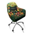 thumbnail image 2 of Xixirimido Black Cat Colorful Daisy Pattern Swivel Armchair Accent Dining Chair Cover, Stretch Mid-Back Office Desk Chair Slipcover Leisure Arm Chair Protector Soft Covers for Home, 2 of 7