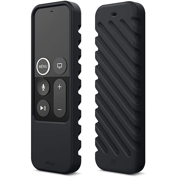 Apple TV Remote Case Cover - elago R3 Protective Case Compatible with Apple TV Siri Remote 4K (5th) / 4th Generation (Black) - Extra Protection, Lanyard Included