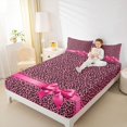 thumbnail image 2 of Manfei Wild Cheetah Animal Pattern Fitted Sheet Full,Pink Coquette Bowknot Bed Set,3 Pieces,1 Fitted Sheet and 2 Pillowcases, 2 of 6