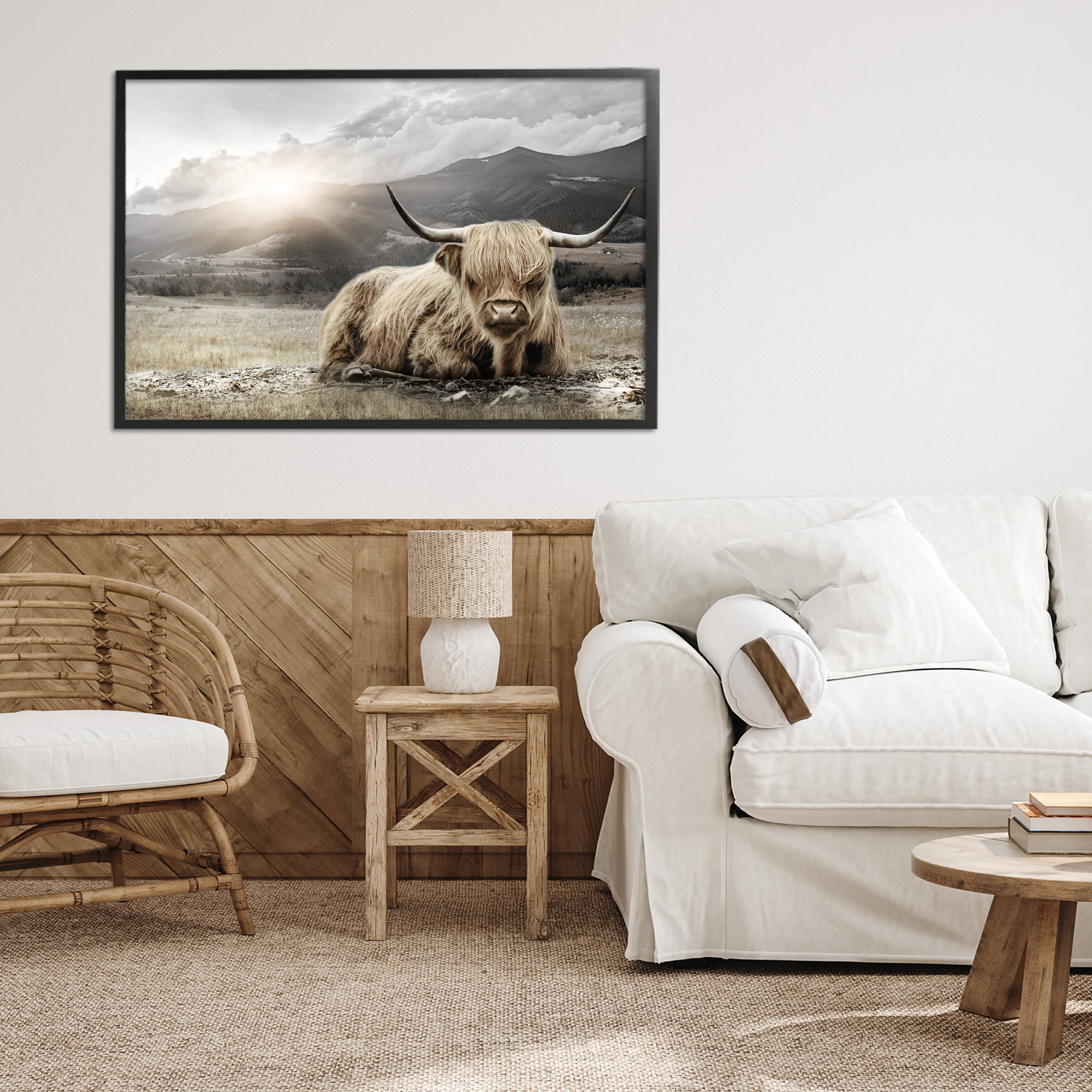 Stupell Industries Cattle Resting in Morning Sun Black Framed Giclee Art, design by CAD Designs