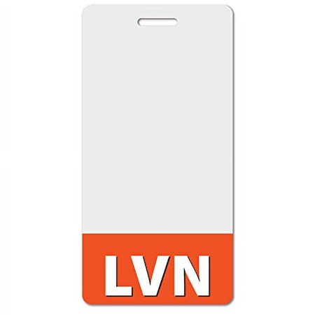 LVN Heavy Duty Vertical Bright Orange (50 pack) - Spill & Tear Proof Cards - 2 Sided USA Printed Quick Role Identifier ID Tag Backer by BadgeZoo