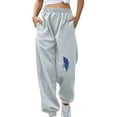 thumbnail image 2 of WREESH Womens Sweatpants Fashion Fall Winter Fitness Sport Relaxed Loose Printing Elastic Waist Long Sweatpants Gray, 2 of 6