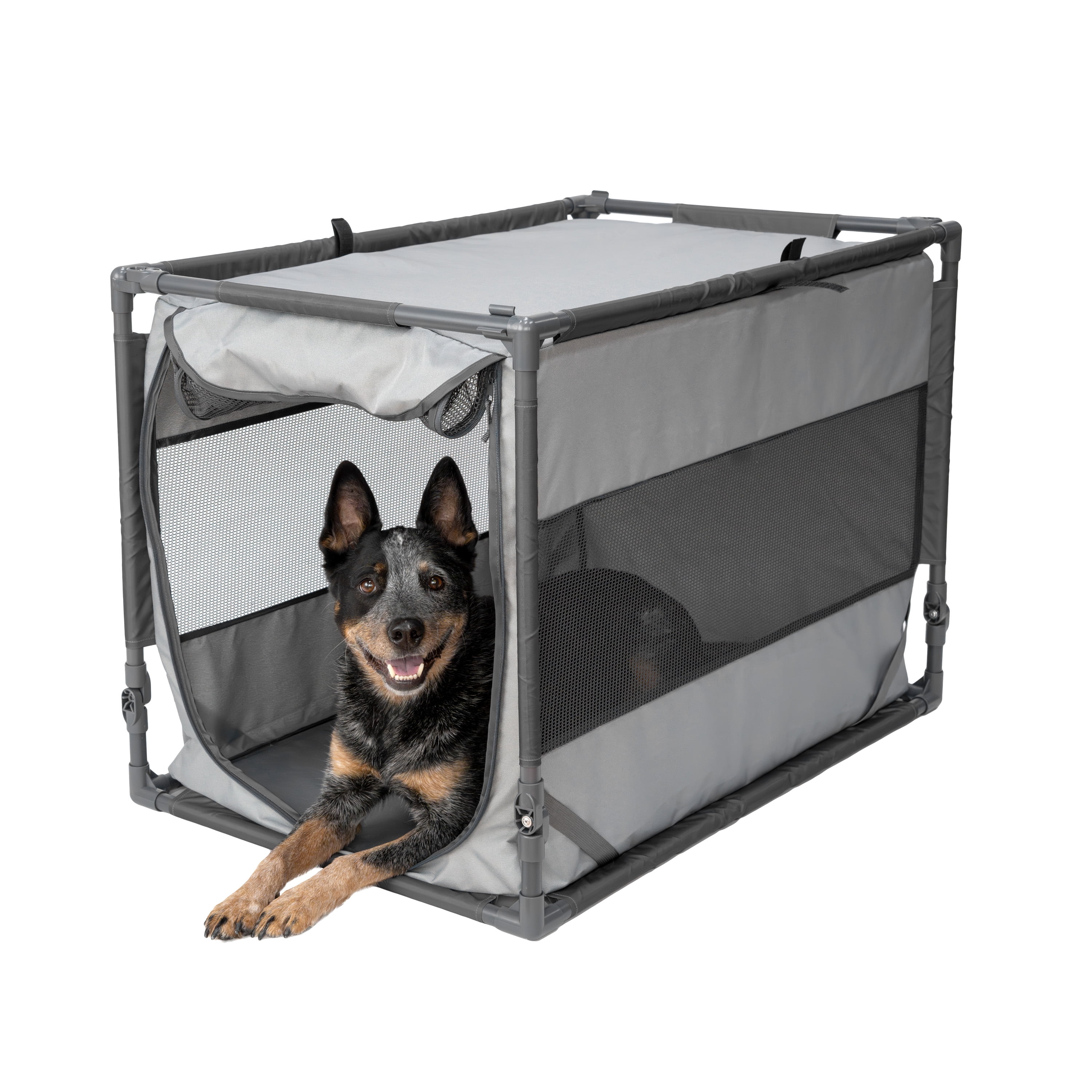 aktr×uncaged underdog setup XXXL Sport Pet Designs Portable Folding Dog Kennel, Gray, Large