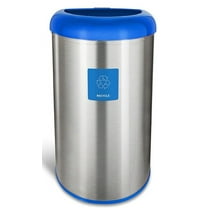 Nine Stars Kitchen Trash Can, 13 Gallon Stainless Steel Garbage Bin with No Lid, Blue