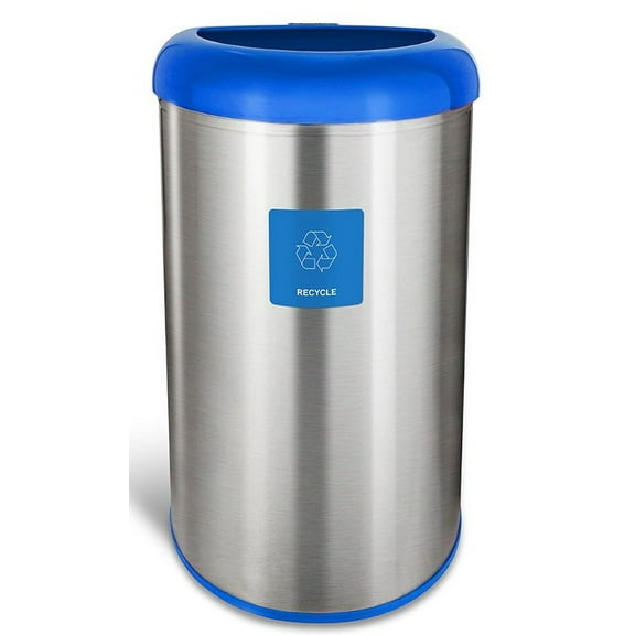 Nine Stars Kitchen Trash Can, 13 Gallon Stainless Steel Garbage Bin with No Lid, Blue