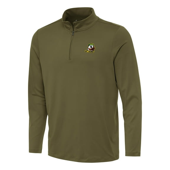 Men's Antigua Olive Oregon Ducks Reprocess Quarter-Zip Top