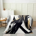 thumbnail image 2 of Luxurious Black & Golden Abstract Art Plush Throw Blanket - 60"x80" Twin, Soft Flannel Fleece, Modern Geometric Design, All-Season Cozy Blanket for Sofa, Couch, 2 of 6