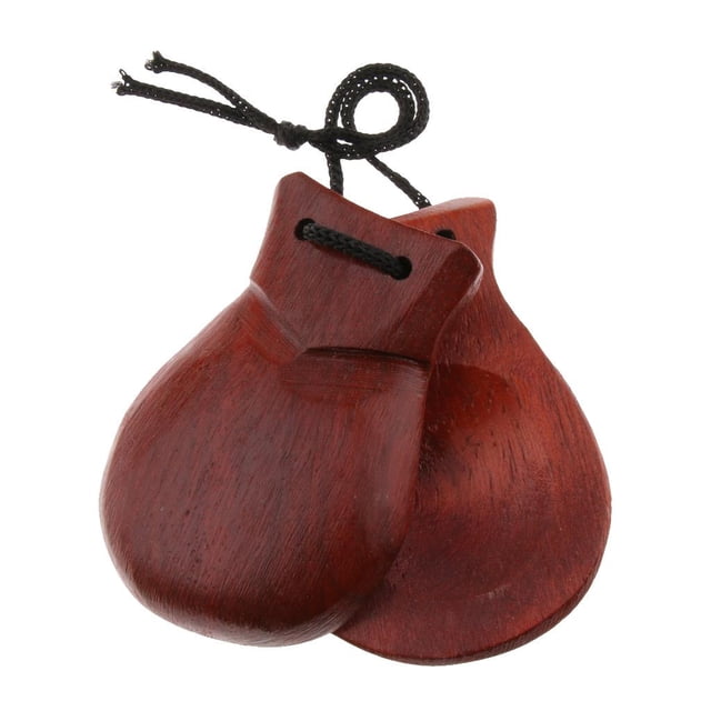 Exquisita Castañuela Chapaleta de Mano de Madera Pequeña Percusión Marrón Yuyangstore Badajo de castañuelas de madera