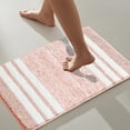 thumbnail image 4 of KOYPTL Bath Mats for Bathroom Non Slip Fluffy Absorbent Microfiber Bath Mat Washable Aesthetic Bathroom Rugs Small Jet Black Striped Bath Mat 24" x 16" Pink, 4 of 6