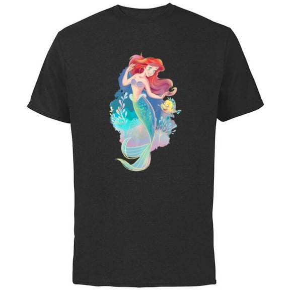 Disney Princess Ariel and Flounder Under the Sea - Short Sleeve Cotton T-Shirt for Adults - Customized-Black