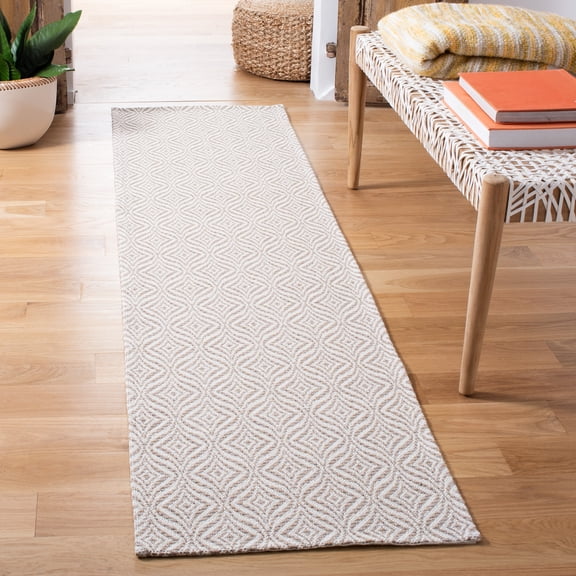 Safavieh Martha Stewart Thom Geometric Cotton Runner Rug, Beige/Gray, 2' x 5'