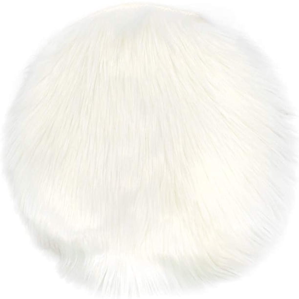 Alfombra redonda decorativa en miniatura, respaldo de gamuza que aporta agarre adicional, fácil de limpiar y mantiene la frescura, 40 x 40 cm, color blanco, decoración cálida de invierno ideal para