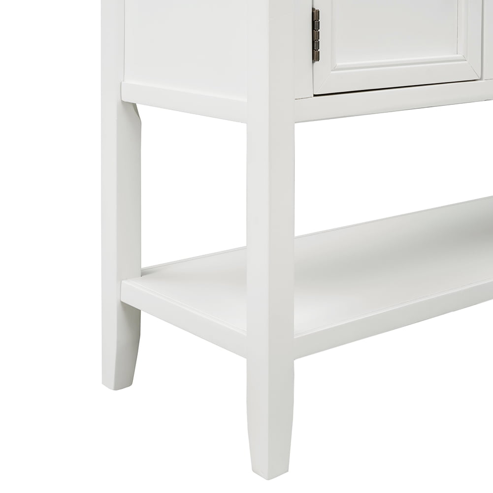 Lowestbest Retro Entryway Table, Buffet Sideboard Console Table with Bottom Shelf (White) Lowestbest Retro Entryway Table, Buffet Sideboard Console Table with Bottom Shelf (White)