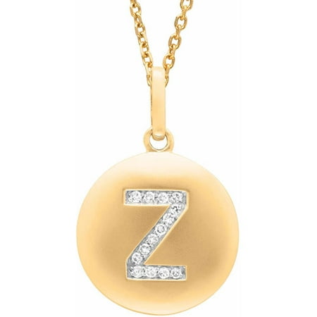 Diamond Accent Yellow Gold-Plated Sterling Silver Round Initial Z Disc Pendant