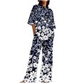 thumbnail image 2 of ICHUANYI Liquidación Mujeres Casual Verano Impreso Cuello Redondo Manga Corta Tops Y Traje De Pantalones Largos ICHUANYI WER202308246343, 2 of 5