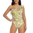 thumbnail image 2 of Yiaed Cute Sunflower Print Women One Piece Swimsuits Tummy Control One Shoulder Bathing Suits Pattern Ruffle Swimwear-XX-Large, 2 of 8