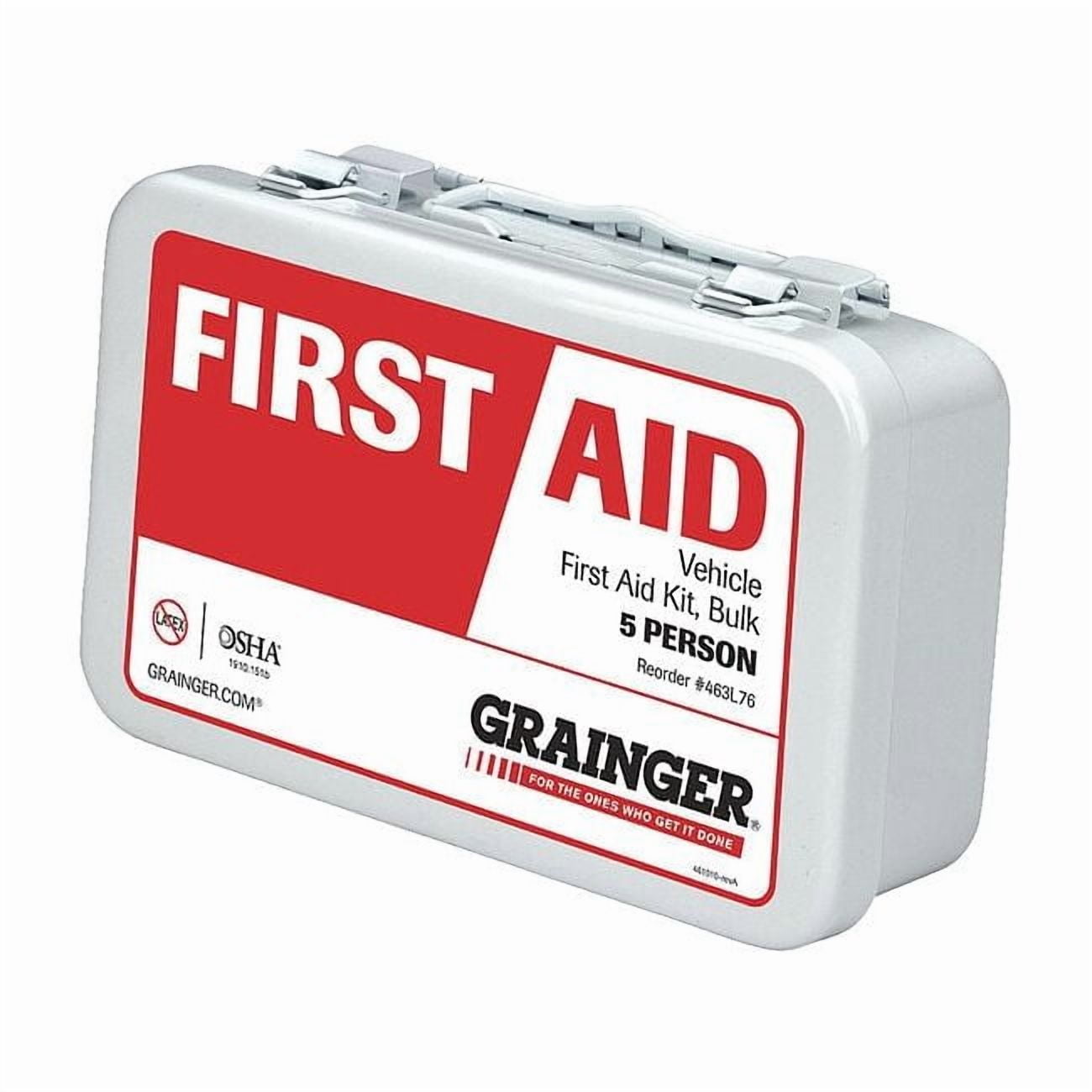 First Aid Kit and Housing, Metal 61 Components, 5 People Served 59266