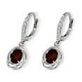 thumbnail image 3 of Garnet & CZ 7x5mm Oval Love Knot Sterling Silver Leverback Dangle Earrings, 3 of 3