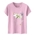 thumbnail image 5 of Placed By Me T Shirts for Women Short Sleeve Summer Tops Floral Graphic Tees Casual Tunic Cute T-Shirt Loose Fit Crew Neck Blouses Plus Size Basic Shirts Purchase History Track, 5 of 5