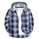 thumbnail image 1 of MHFRRA Camisa con Capucha A Cuadros, Chaqueta, Top Informal de Manga Larga, Ropa de Calle de Moda para Otoño, Jersey Cómodo Azul, 1 of 8