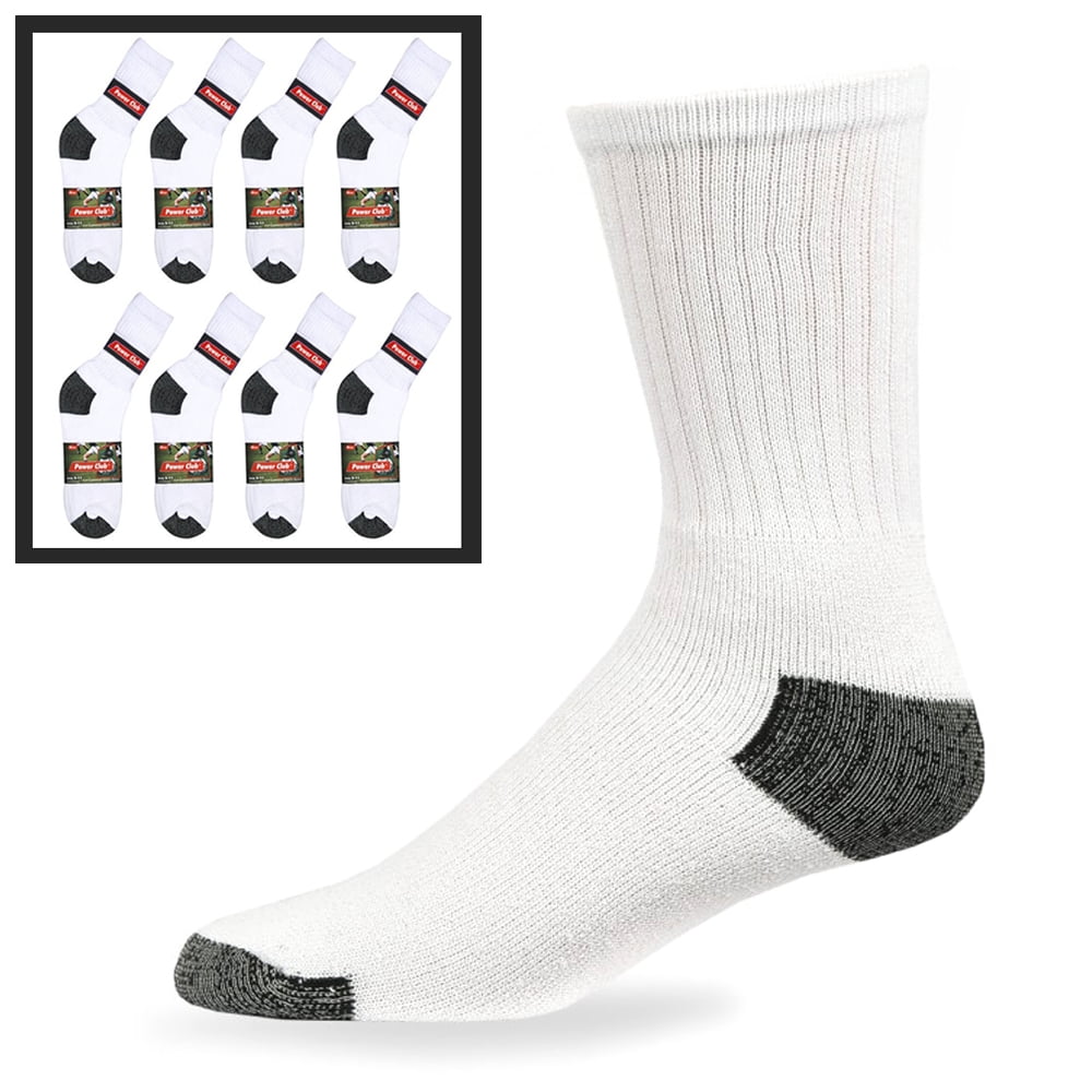 8X Pairs Mens Sports Crew Socks Cotton Calf Cushioned Athletics White Size 10-13
