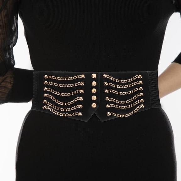OULII vintage punk belt for women black stretchy design 1Pcs for everyday wear and costumes