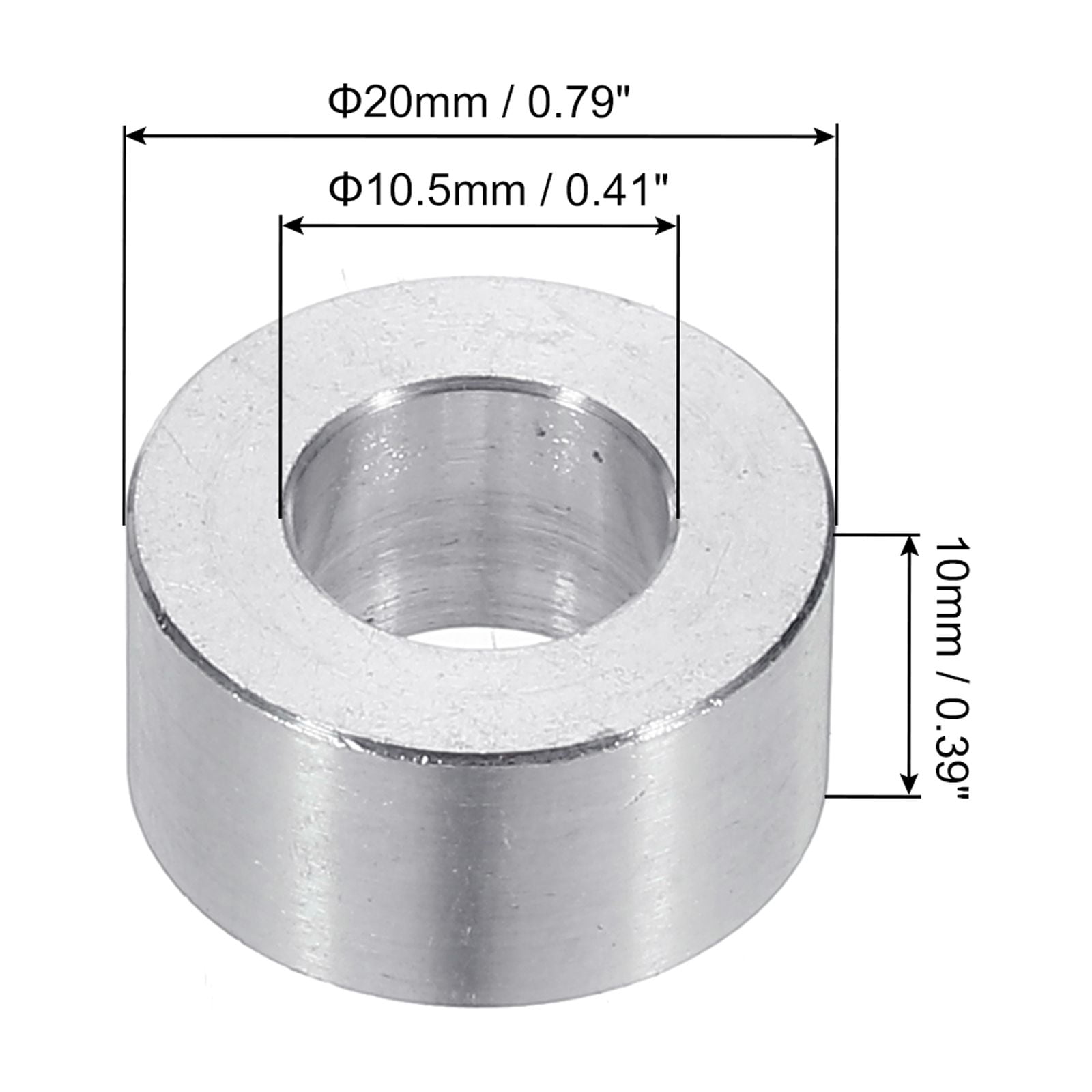 M10 Aluminum Spacers, 12pcs 3/8" x 3/4" Round Metal Spacers for 3/8 or M10 Screw Bolts, Unthreaded Standoff Bushing 3/8"L, 10.5x20x10mm