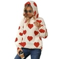 thumbnail image 1 of Fashnice Chandail à Capuche pour Femmes Imprimé Cœur Manches Longues Décontracté Sport Chandail Rouge Amour m, 1 of 5