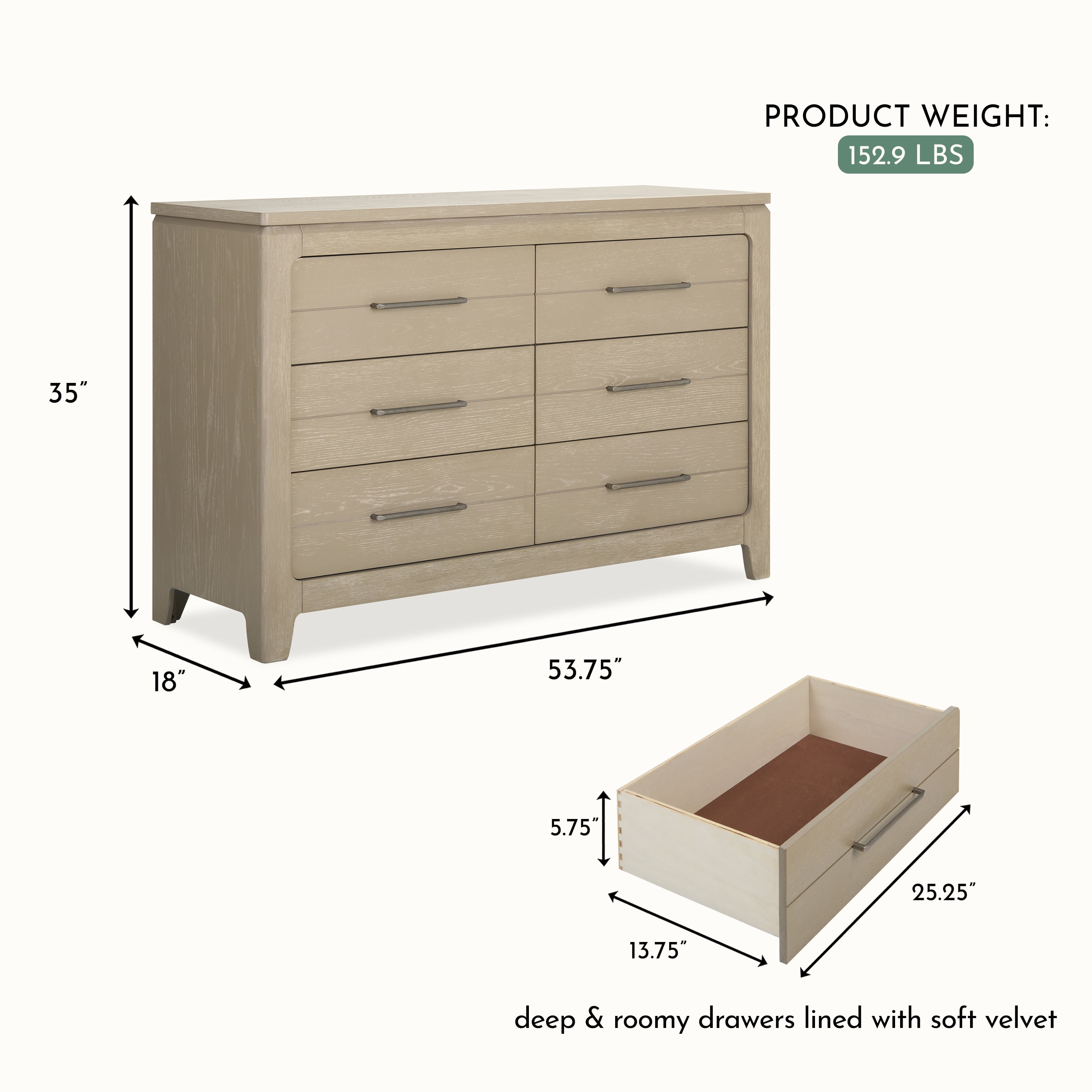 Evolur Oakley Double Dresser, Sienna