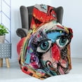 thumbnail image 4 of Art Soft Flannel Fleece Throw Blanket, Grafitti Sketchy Style Colorful Painting Human Like Face Dog Animal Image Print, Cozy Plush for Indoor and Outdoor Use, 50" x 70", Multicolor, by Ambesonne, 4 of 5