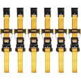 thumbnail image 1 of Correa de amarre con trinquete DEWALT DXBC10000F-6PK negro/amarilla de 2 x 27 pies con ganchos planos, transporte de carga de alta resistencia (10 000 libras de resistencia a la rotura), paquete de 6, 1 of 6