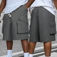 thumbnail image 2 of Besolor Men's Cargo Shorts Wide Leg Elastic Drawstring Waisted Casual Loose Outdoor Hiking Workout Knee Length Pants with Multi Pockets(Large,Gray), 2 of 7