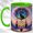 Green, variant on Wolf Dreamcatcher Coffee Mug, Mountain Wolf Mug, Ceramic 11 oz