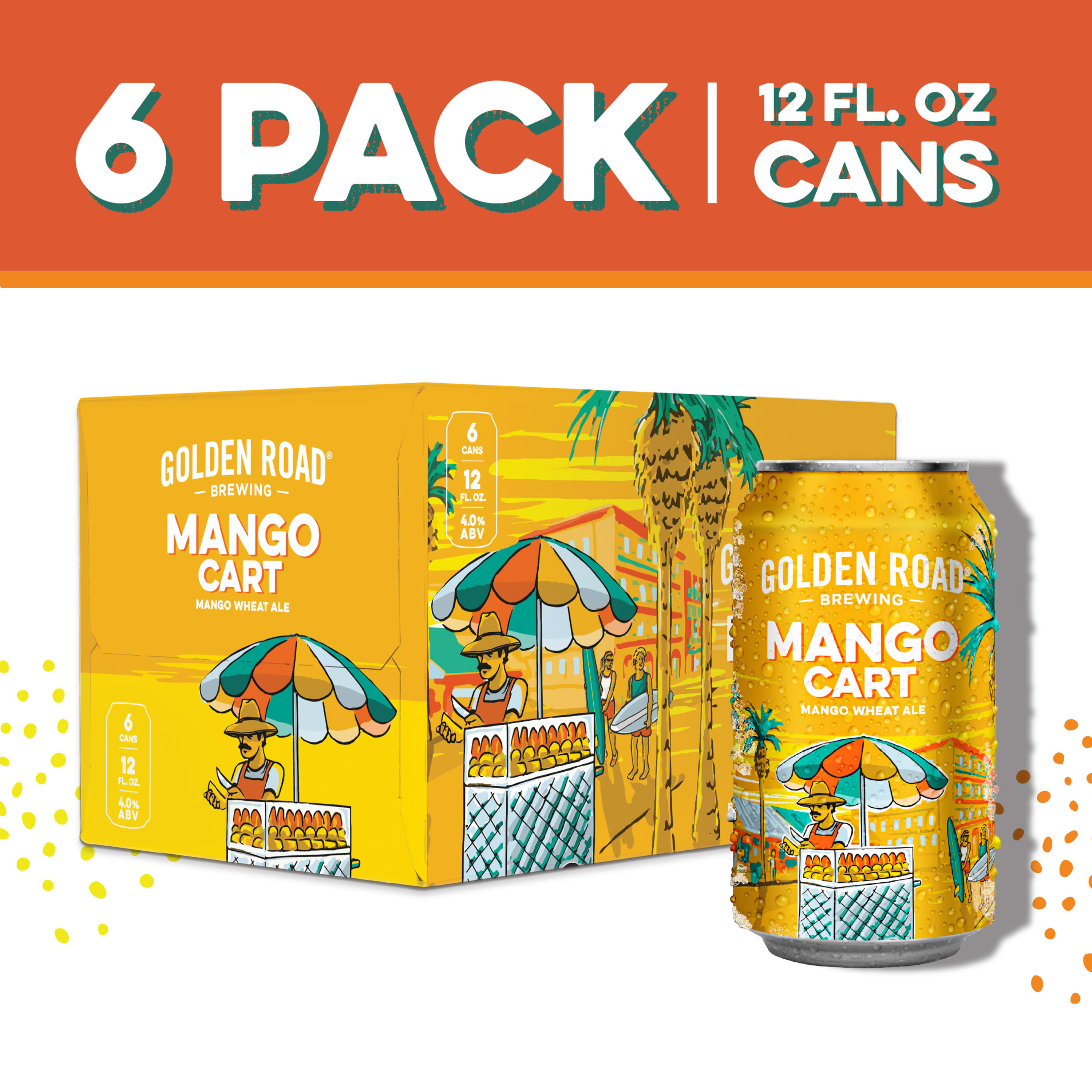 Golden Road Brewing Mango Cart Wheat Ale Craft Beer 6 Pack Beer 12 FL 