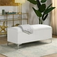 thumbnail image 4 of Maklaine Mid-Century Storage Hardwood Bench in Bright White, 4 of 17