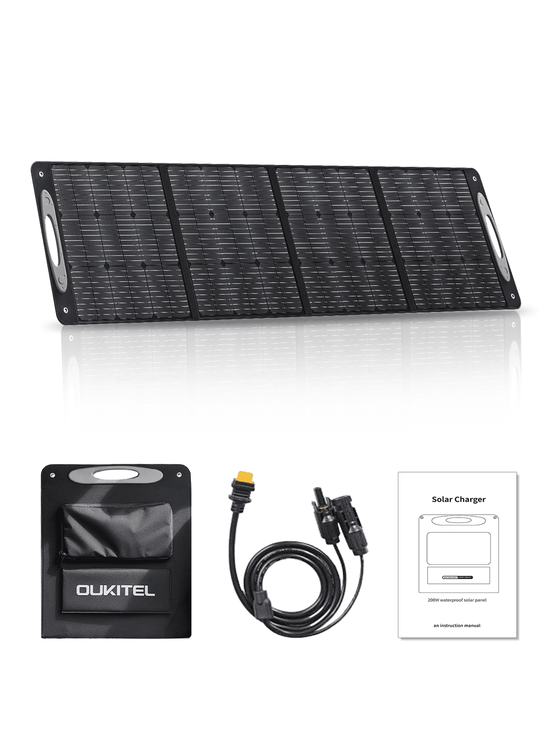 OUKITEL FFPOWER 100W Solar Panel Foldable IP68 Waterproof and Dustproof Monocrystalline Solar Panel High Conversion Efficiency Includes Storage Stand Supports Series/Parallel Connection