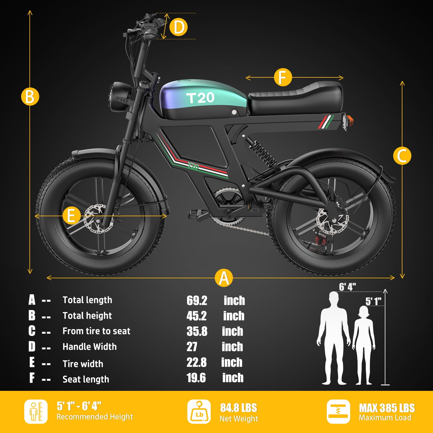 ASKGO Electric Dirt Bike for Adults, 1800W Peak Motor, 30MPH & 100 Miles, 960WH Removable Battery, NFC & Password Unlock, Hydraulic Brakes, 20" Fat Tire All-Terrain Ebike, 7 Speed Electric Bicycle