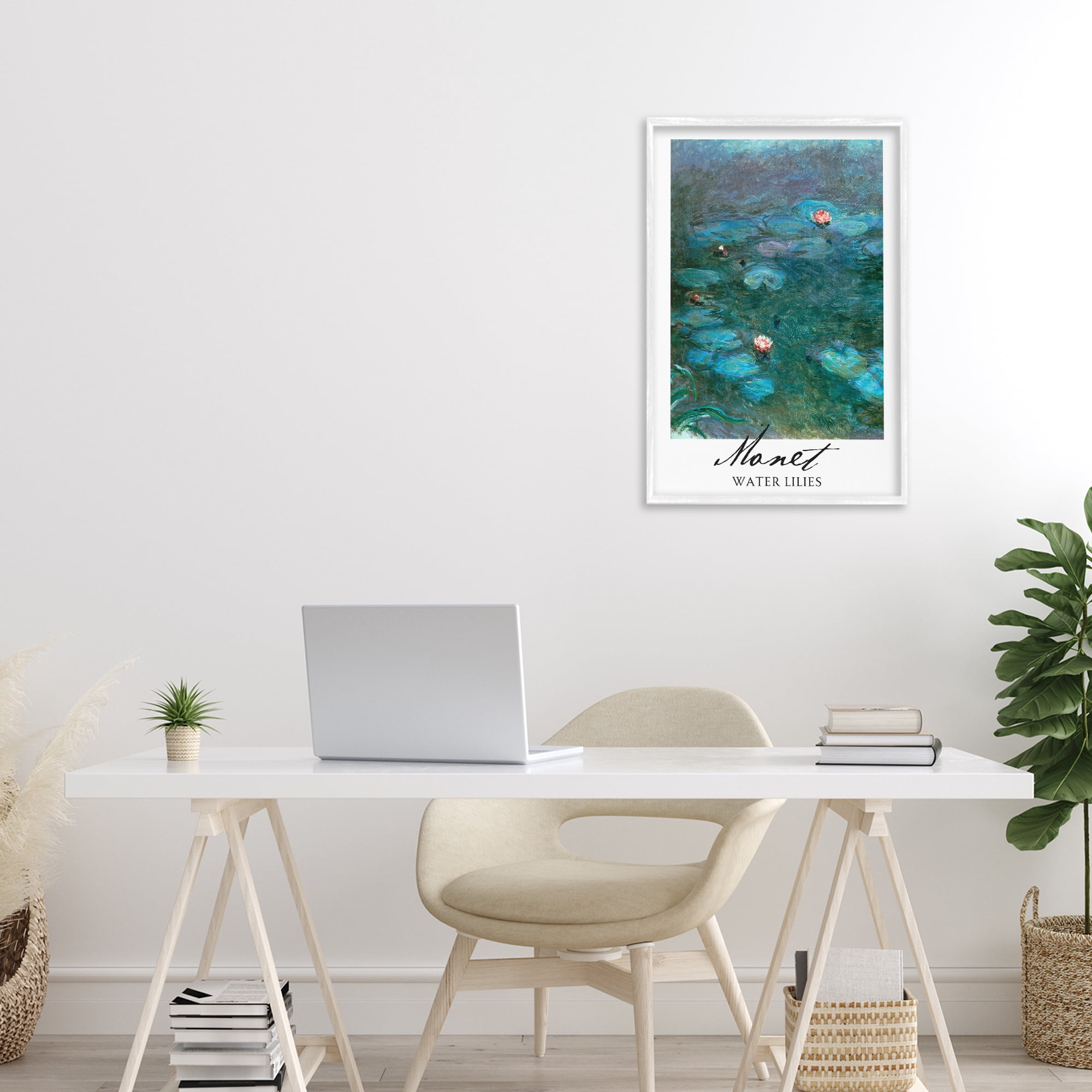 Stupell Industries Monet Water Lilies White Framed Giclee Art, design by Vintage Hustle