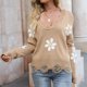 thumbnail image 4 of Suéter de punto informal de manga larga de otoño e invierno para mujer con cuello en V estampado Pompotops hdfakjf11590, 4 of 7