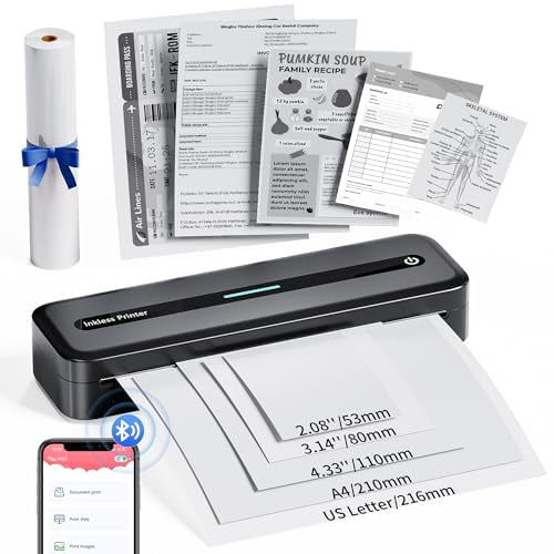 COLORWING M832 - Impresora portátil inalámbrica para viajes, miniimpresora compacta sin tinta de 300 DPI, impresora térmica Bluetooth compatible con teléfonos inteligentes, tabletas y portátiles Andro