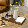 thumbnail image 3 of 24"x13" XL Wooden Tray Ottoman Tray With Handle FSC Natural Handmade Black Walnut Serving Tray Vintage Decorative Platters for Oversized Ottoman Kitchen, 3 of 6